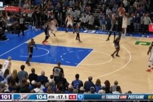 这真杀死比赛了!还剩15.5秒 亚历山大顶着防守人三分一击毙命!